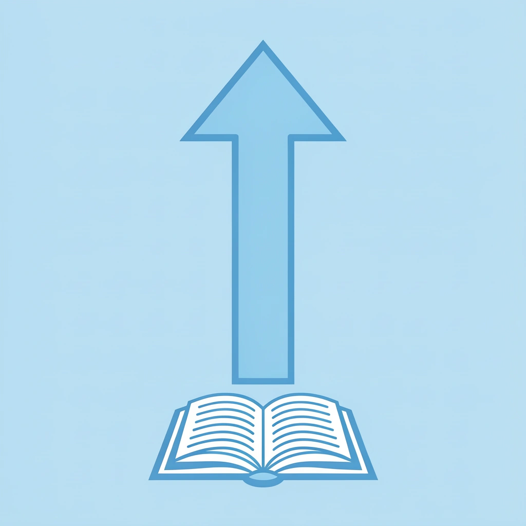 Upward arrow showing progression from daily reading to improved literacy skills