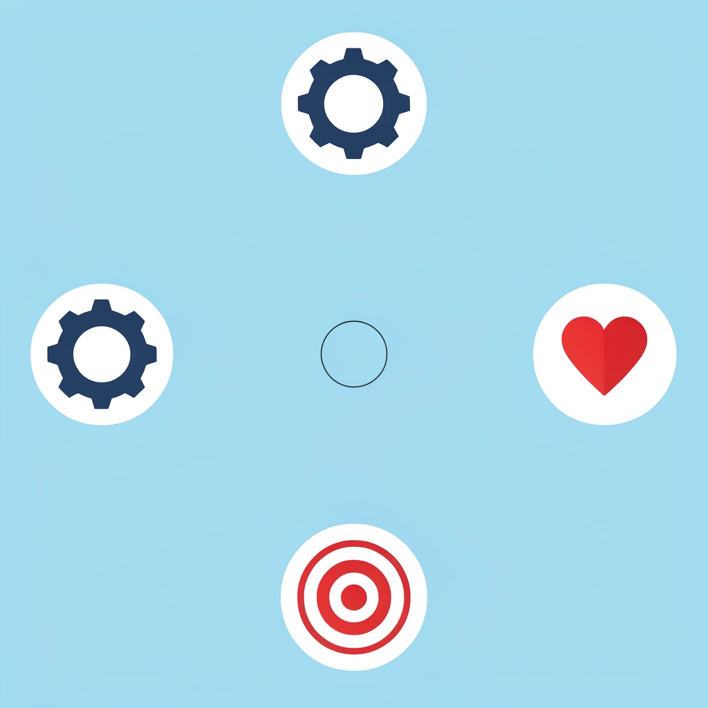Four-direction compass showing the key pillars of stress-free home preschool: consistency, interest, realistic expectations, and sustainability