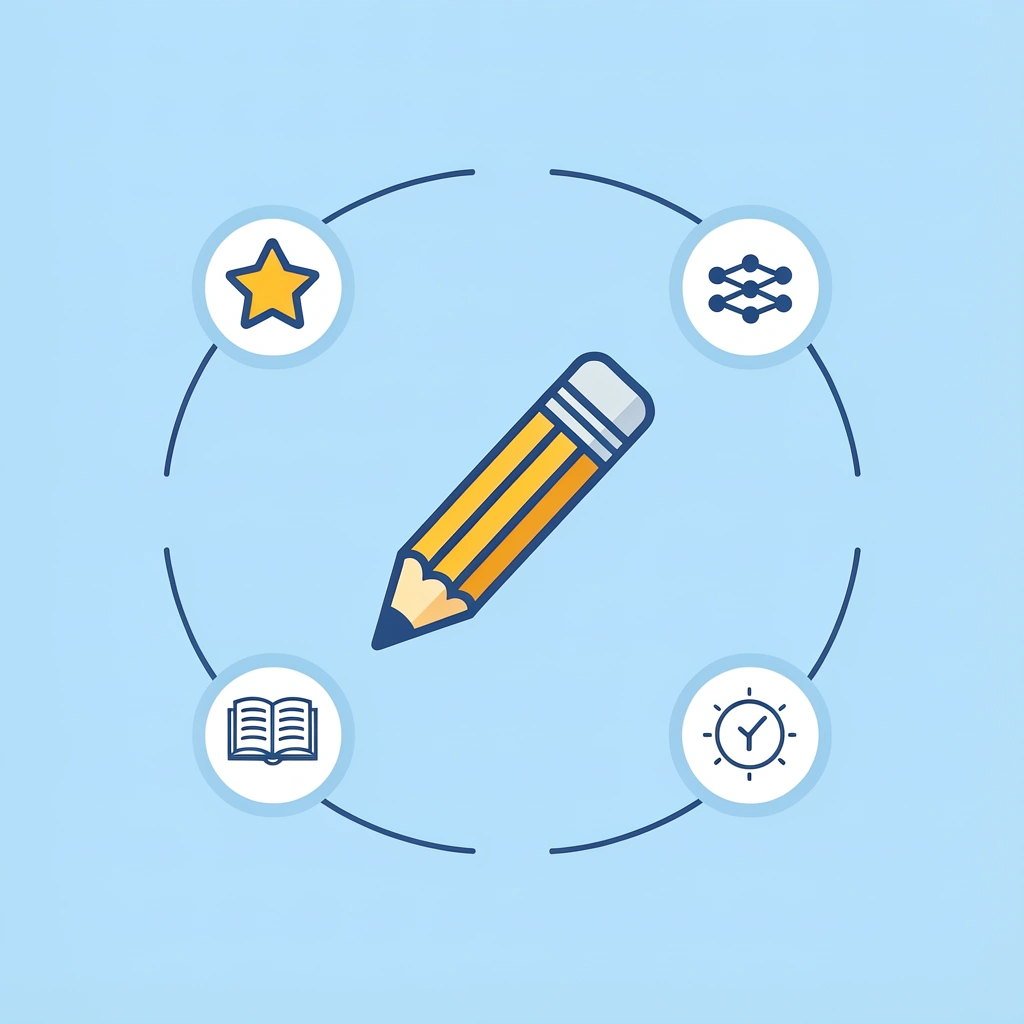 Central hub showing letter tracing worksheets connected to four key elements: skill development, visual appeal, engagement, and age-appropriate design