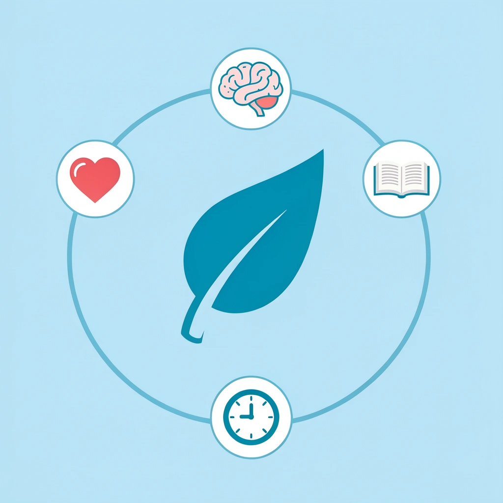 Central spring icon connected to five developmental domains: cognitive, physical, social, emotional, and sensory learning