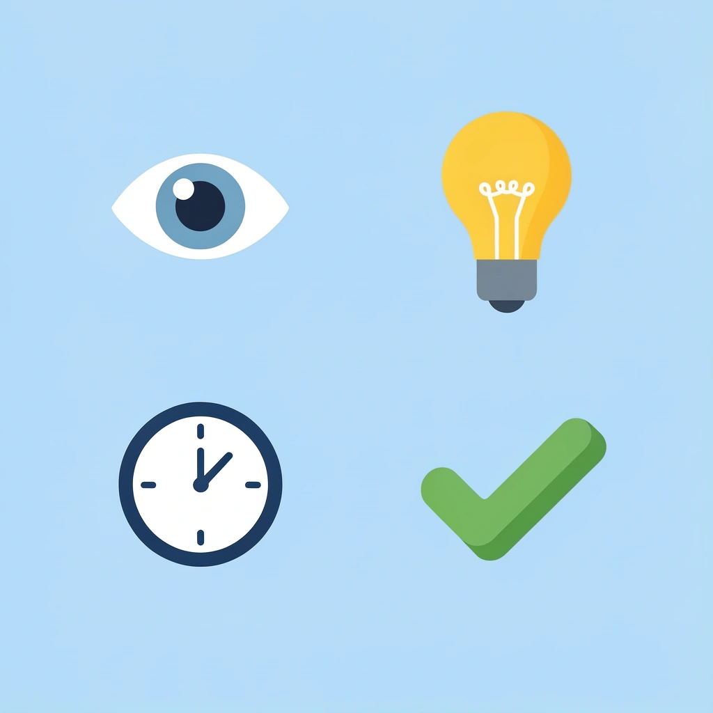 Four-box grid showing icons for sensory engagement, easy setup, age-appropriate design, and attention span considerations