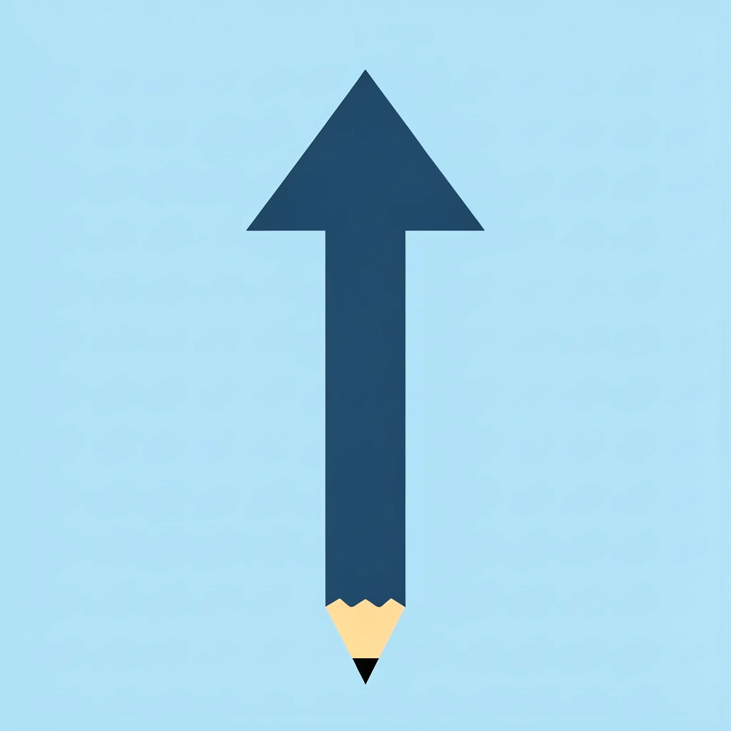 Arrow showing growth and improvement in fine motor skills