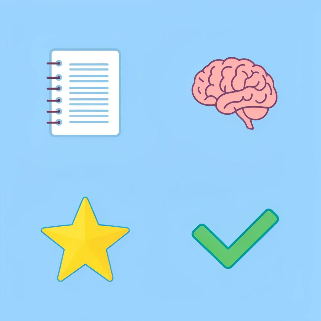 Four-square grid showing key math skills: pattern recognition, number visualization, foundational practice, and structured learning