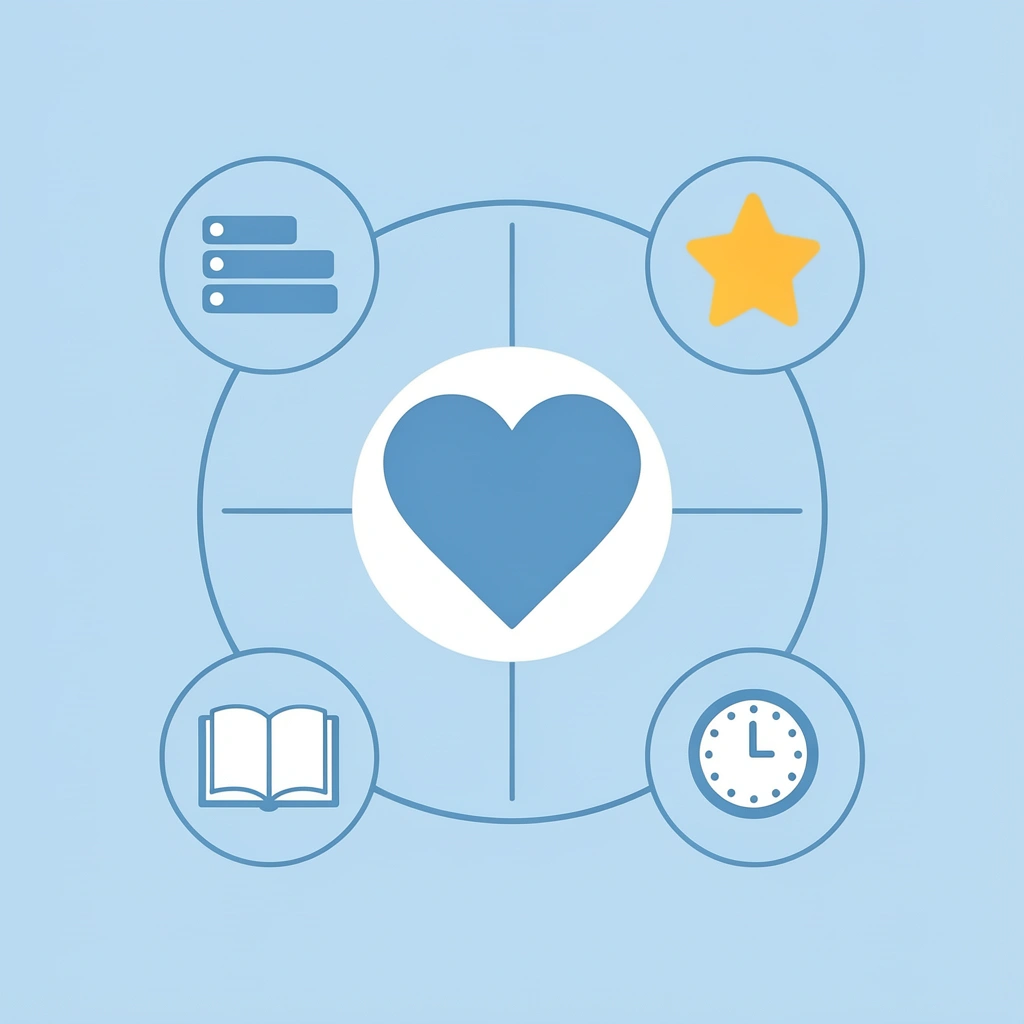 Central concept showing how four packing items connect to emotional and practical needs