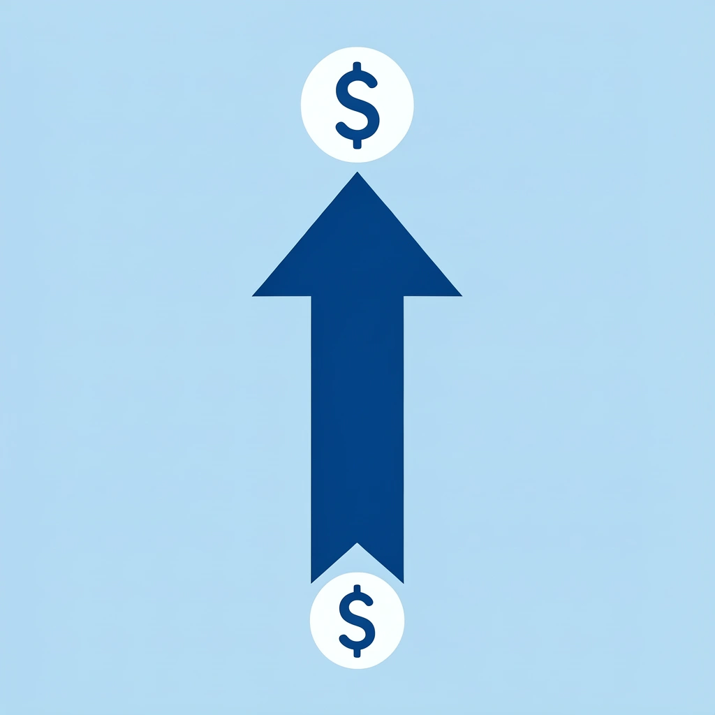 Upward arrow showing market growth trajectory reaching 1.2 billion dollars milestone