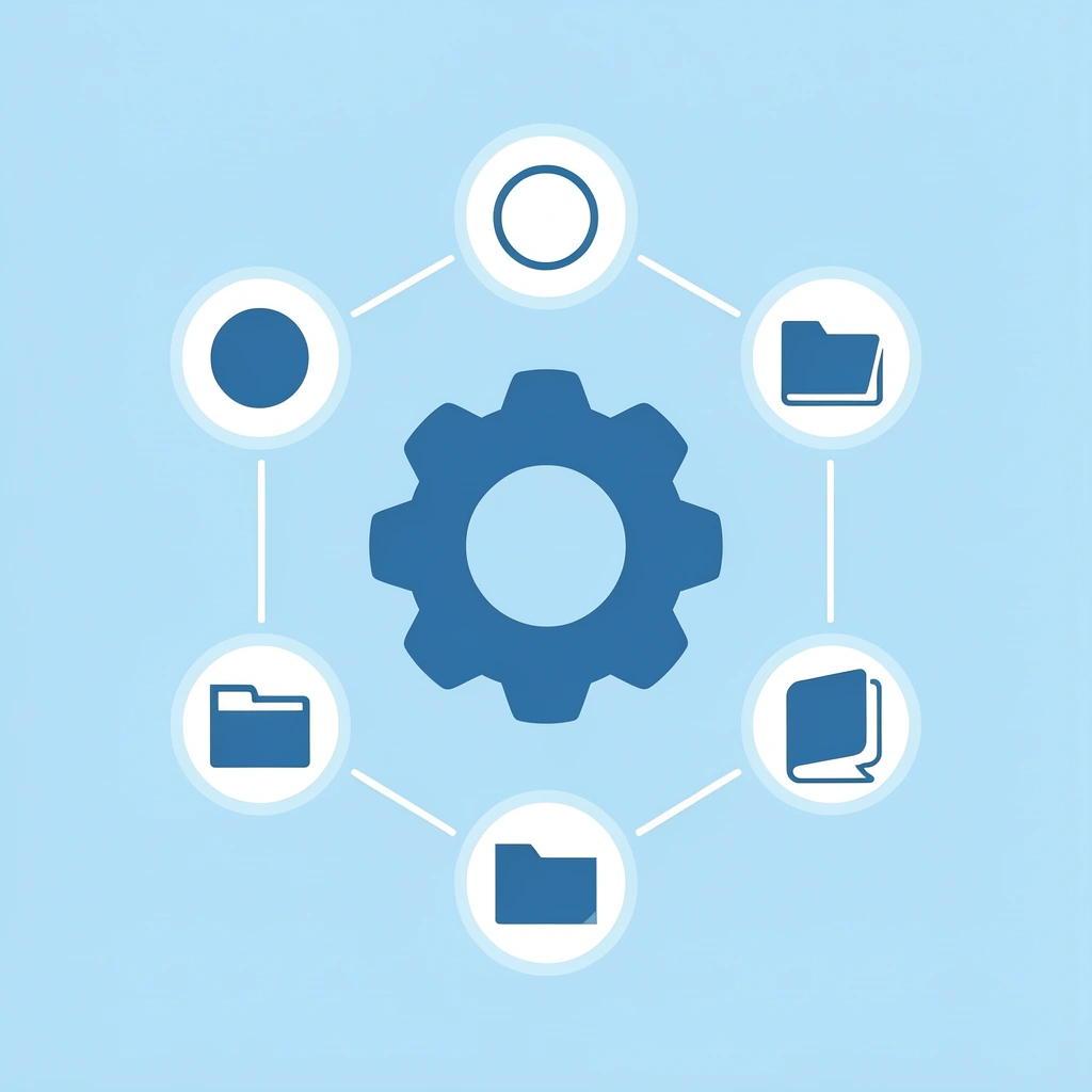 Central toolkit hub connected to four surrounding resource types