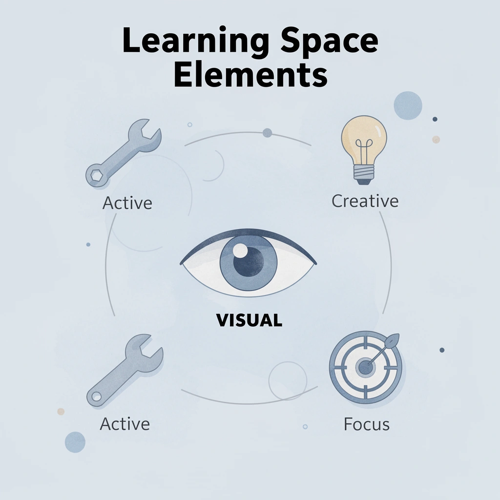 Hub and spoke diagram showing child at center with learning elements around them