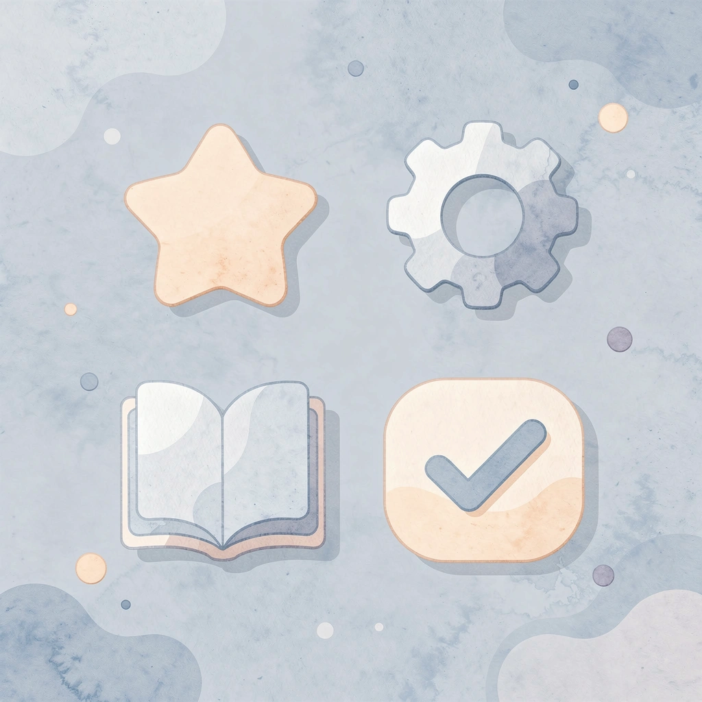 Four icons representing foundational elements of homeschool room design