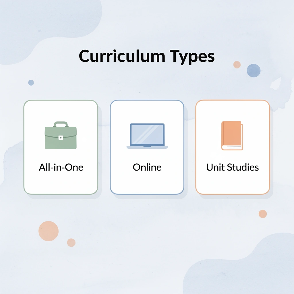 Three curriculum types with icons