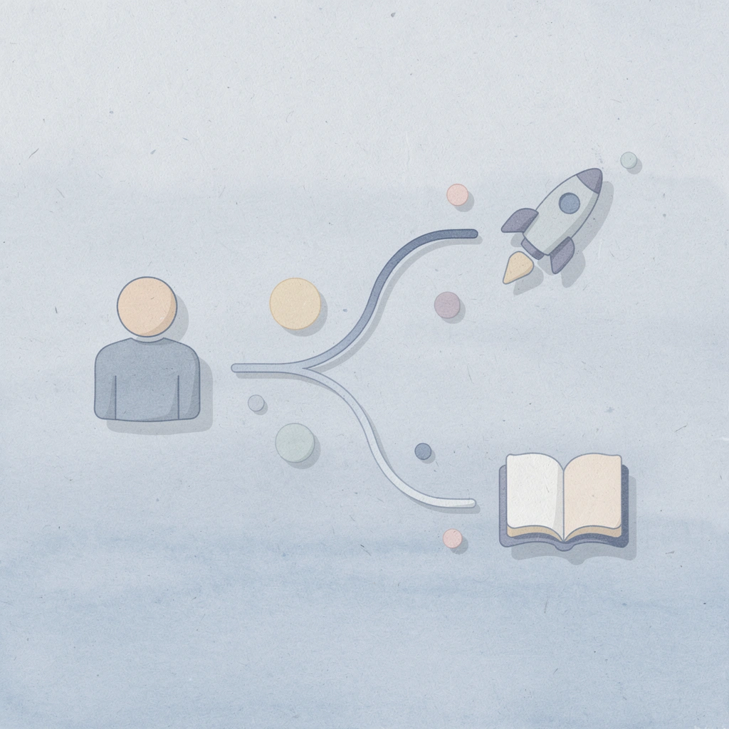 Icon showing decision point splitting into multiple paths