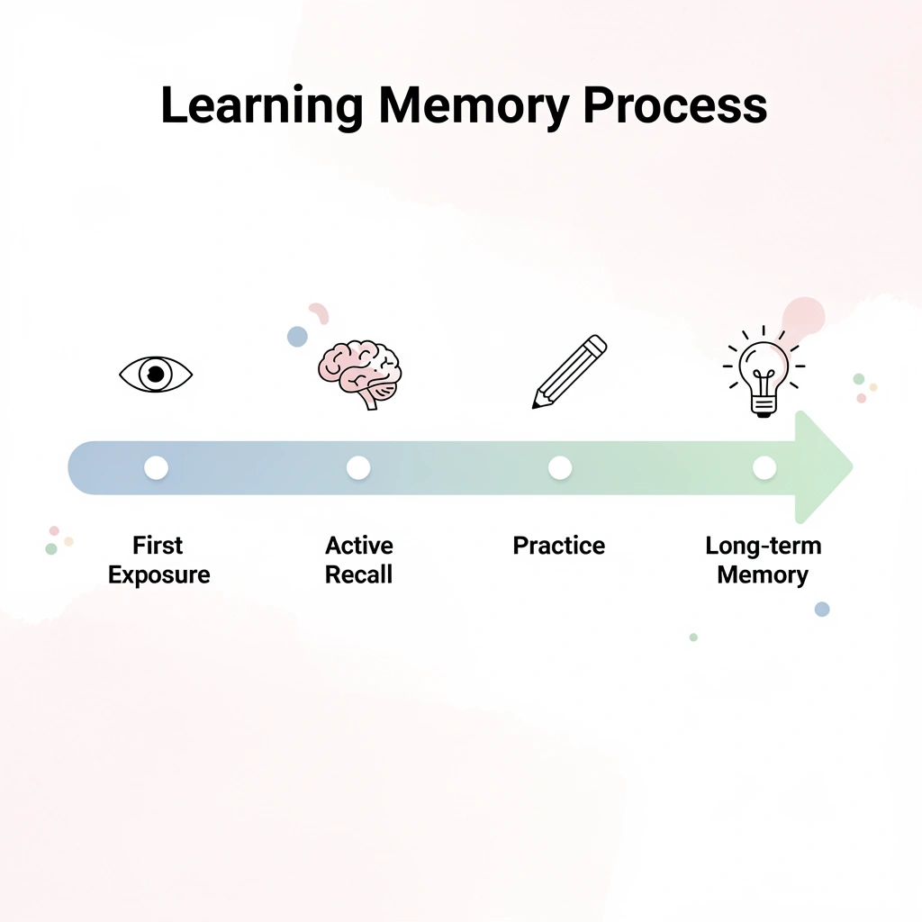 Learning progression from exposure to long-term memory