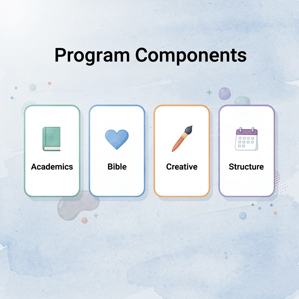 Four main components of the Easy Peasy Homeschool program