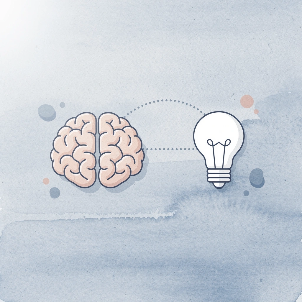 Brain icon connected to target icon representing focused learning