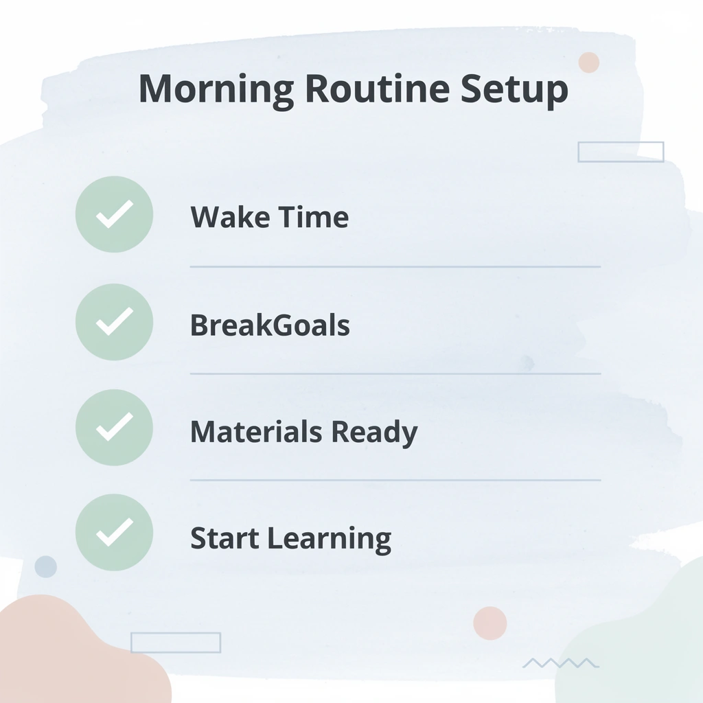 Checklist showing morning routine steps for homeschooling