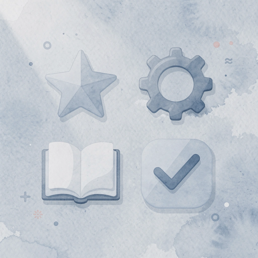 Four icons representing different curriculum selection priorities