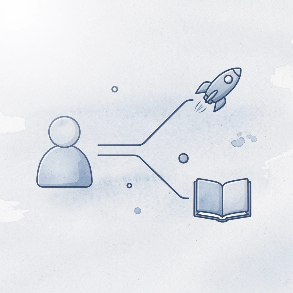 Calendar icon splitting into flexible schedule paths representing structured flexibility