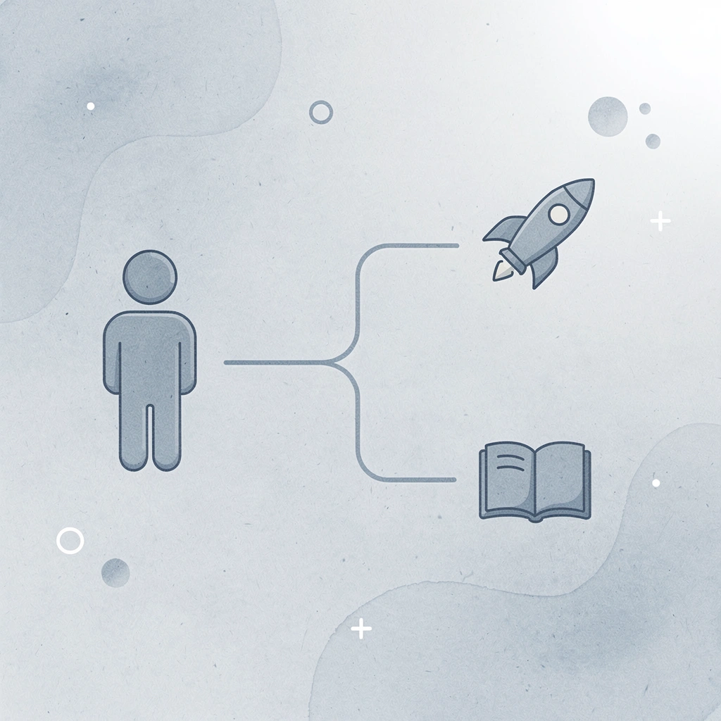 Icon showing one path splitting into multiple paths representing open-ended activities