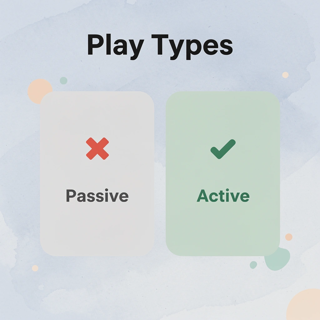 Infographic comparing passive play versus active creation