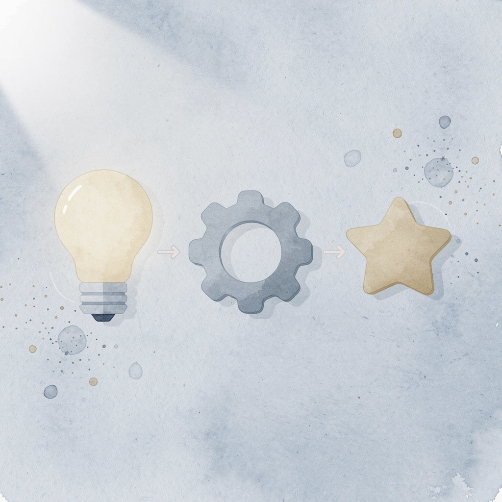 Three icons showing transformation from passive reading to creative thinking