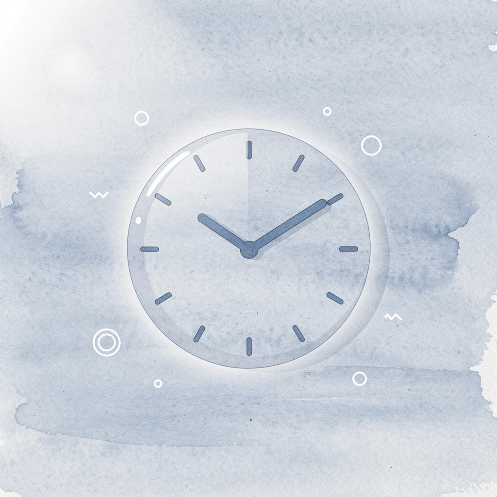 Clock icon highlighting the critical transition moment between creative activities