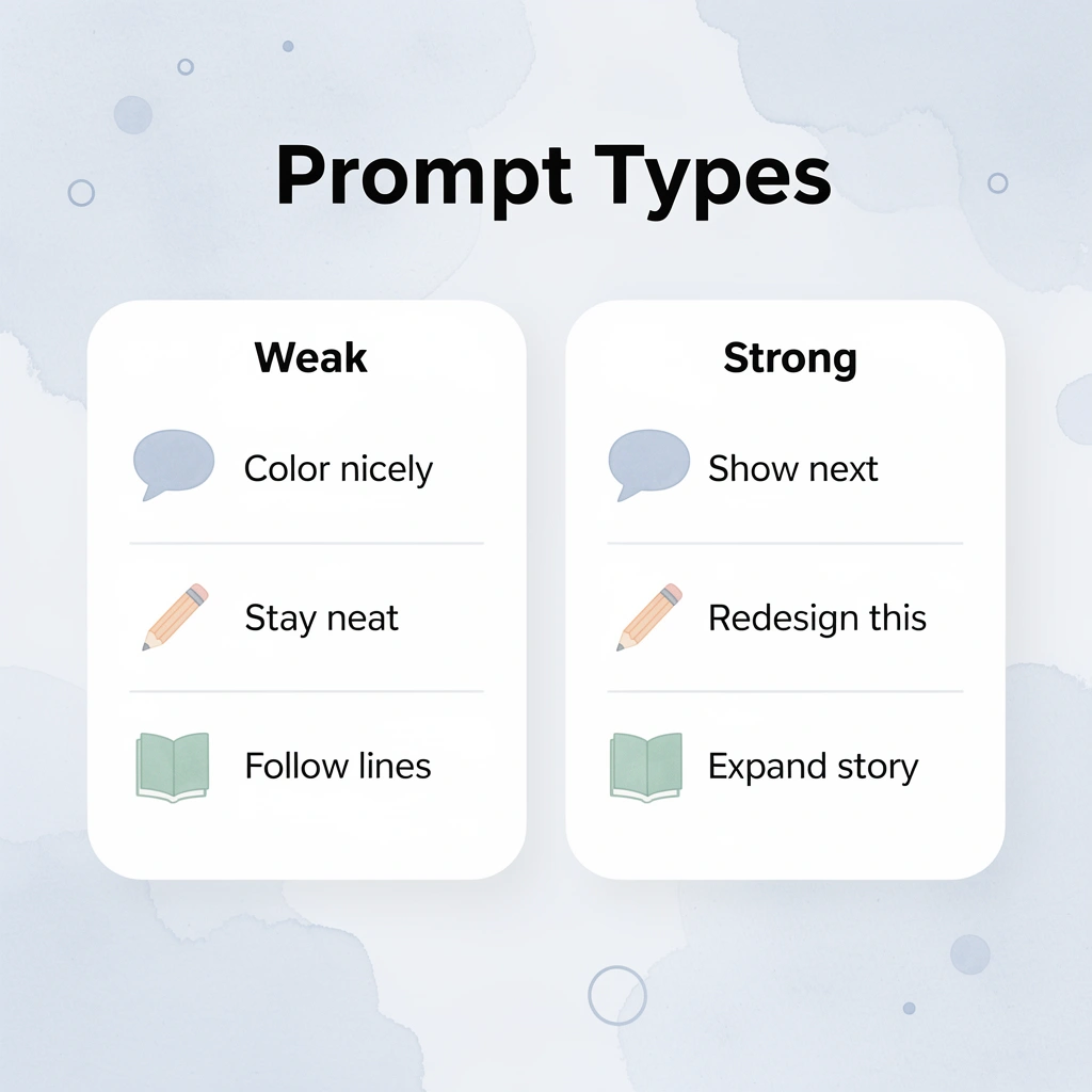 Comparison of weak versus strong creative prompts for children