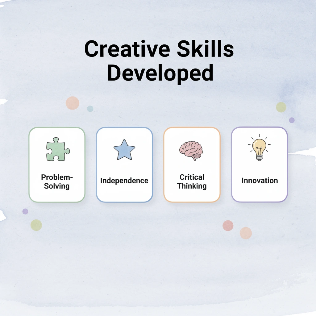 Infographic showing four creative skills developed through after-school activities