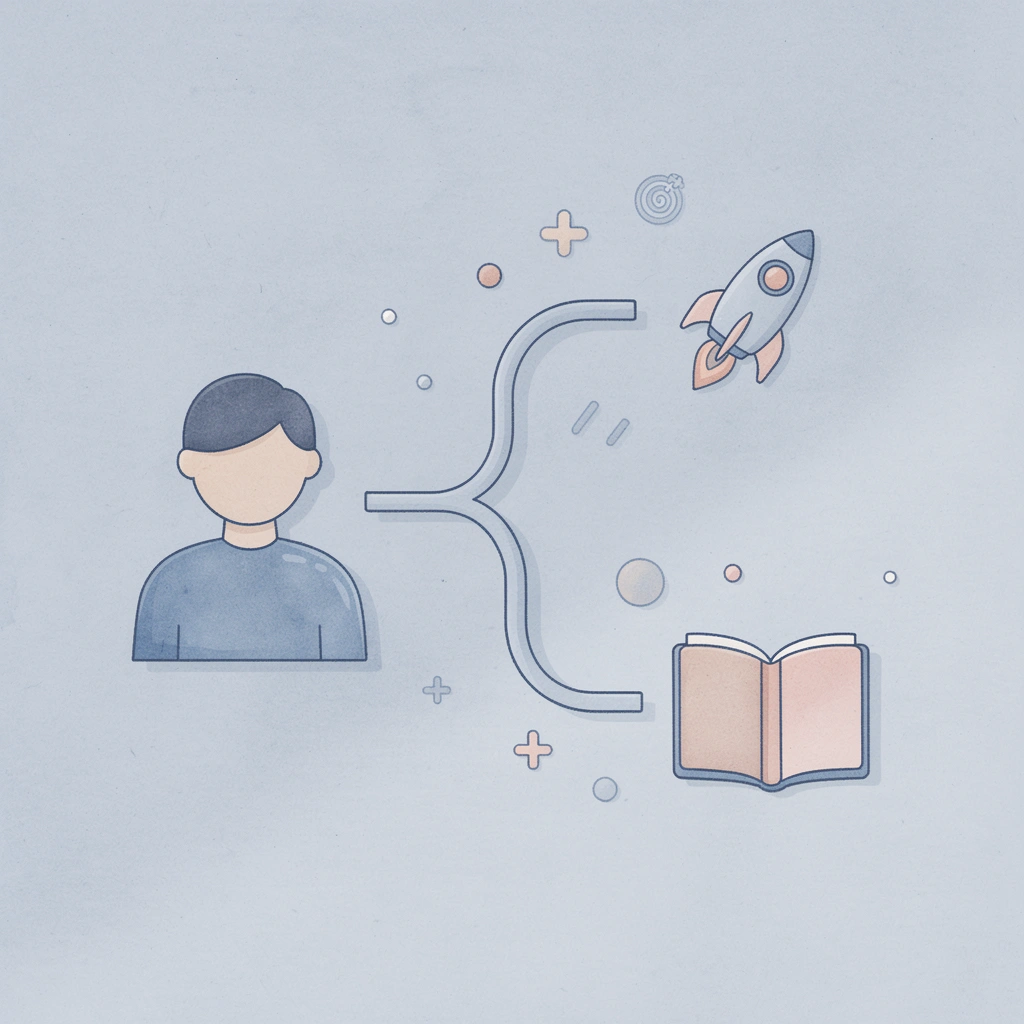 Icon showing one idea splitting into multiple creative paths