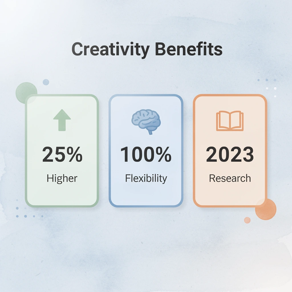 Statistics showing 25% higher cognitive benefits from creative activities