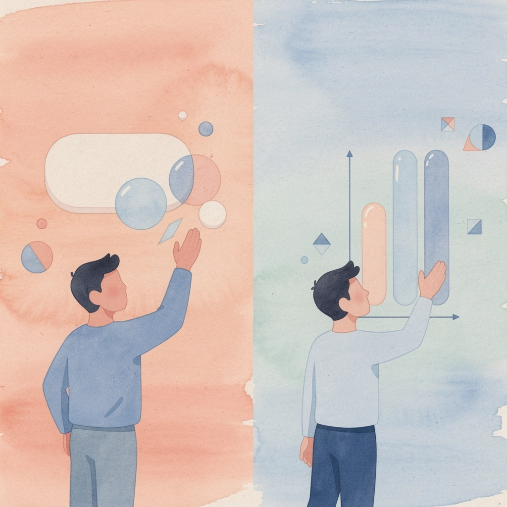 Split scene comparing passive play versus active imaginative play