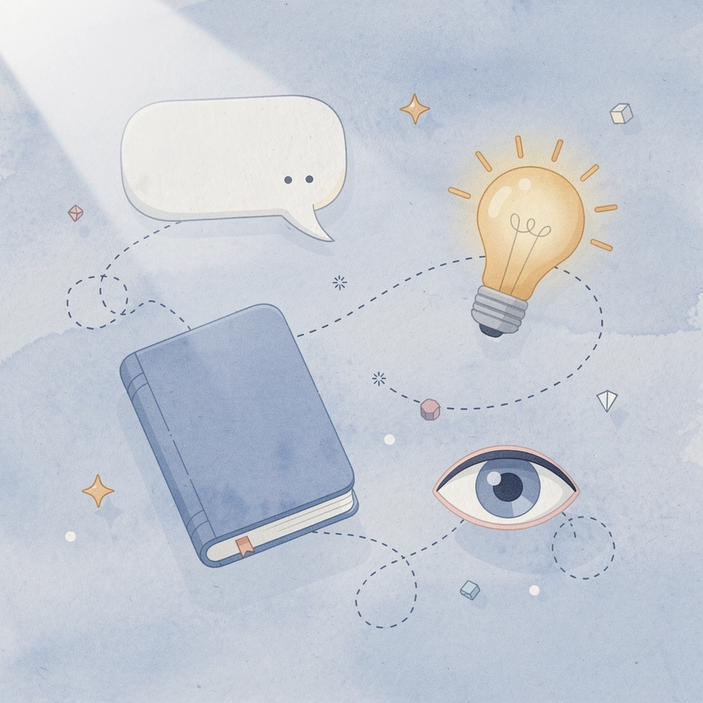 Creative toys scattered around a central lightbulb concept