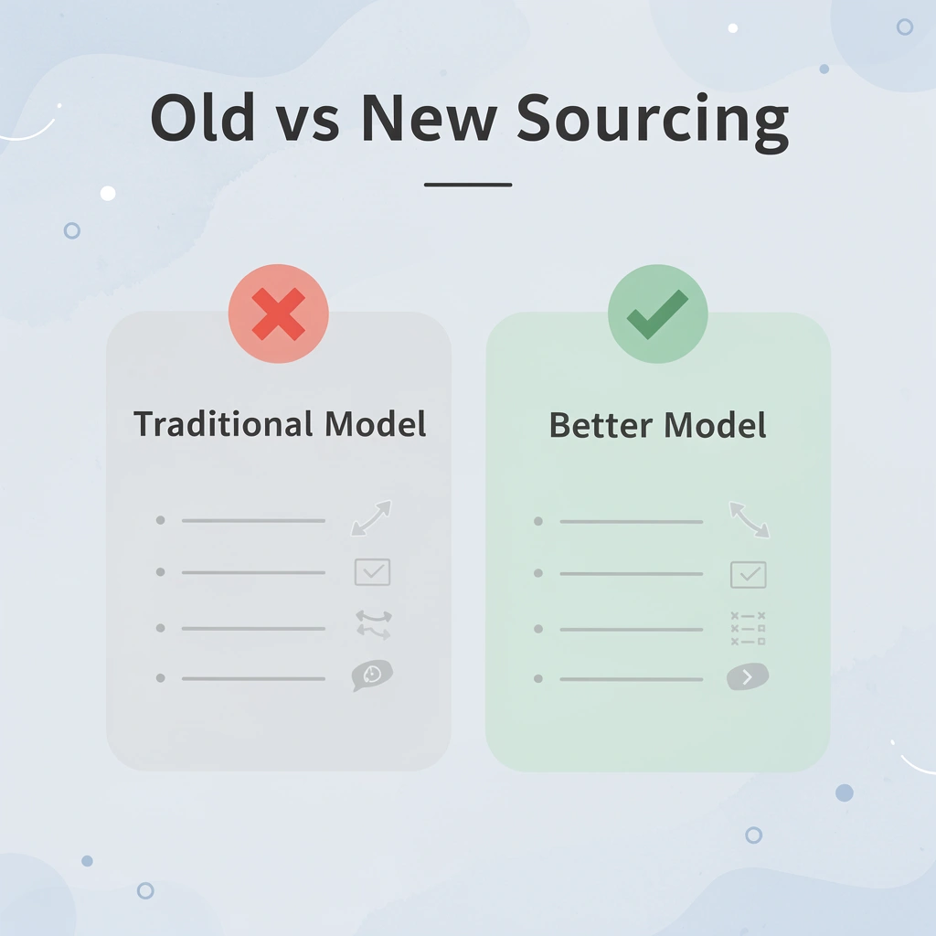 Before and after comparison of traditional versus modern promotional product sourcing
