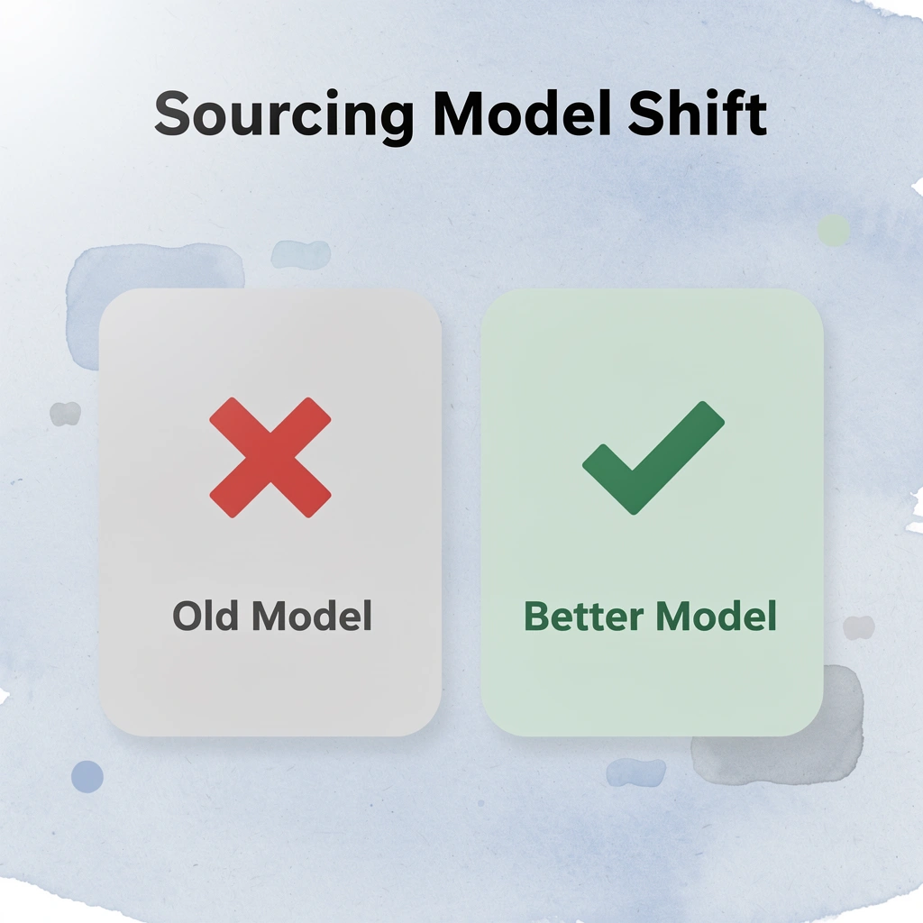 Before and after comparison of old versus better sourcing models