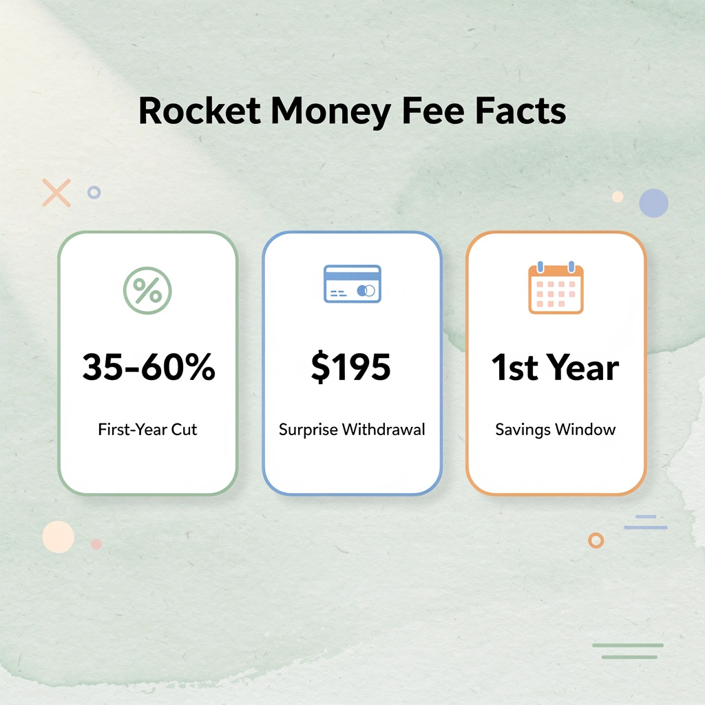 Infographic showing key Rocket Money fee statistics