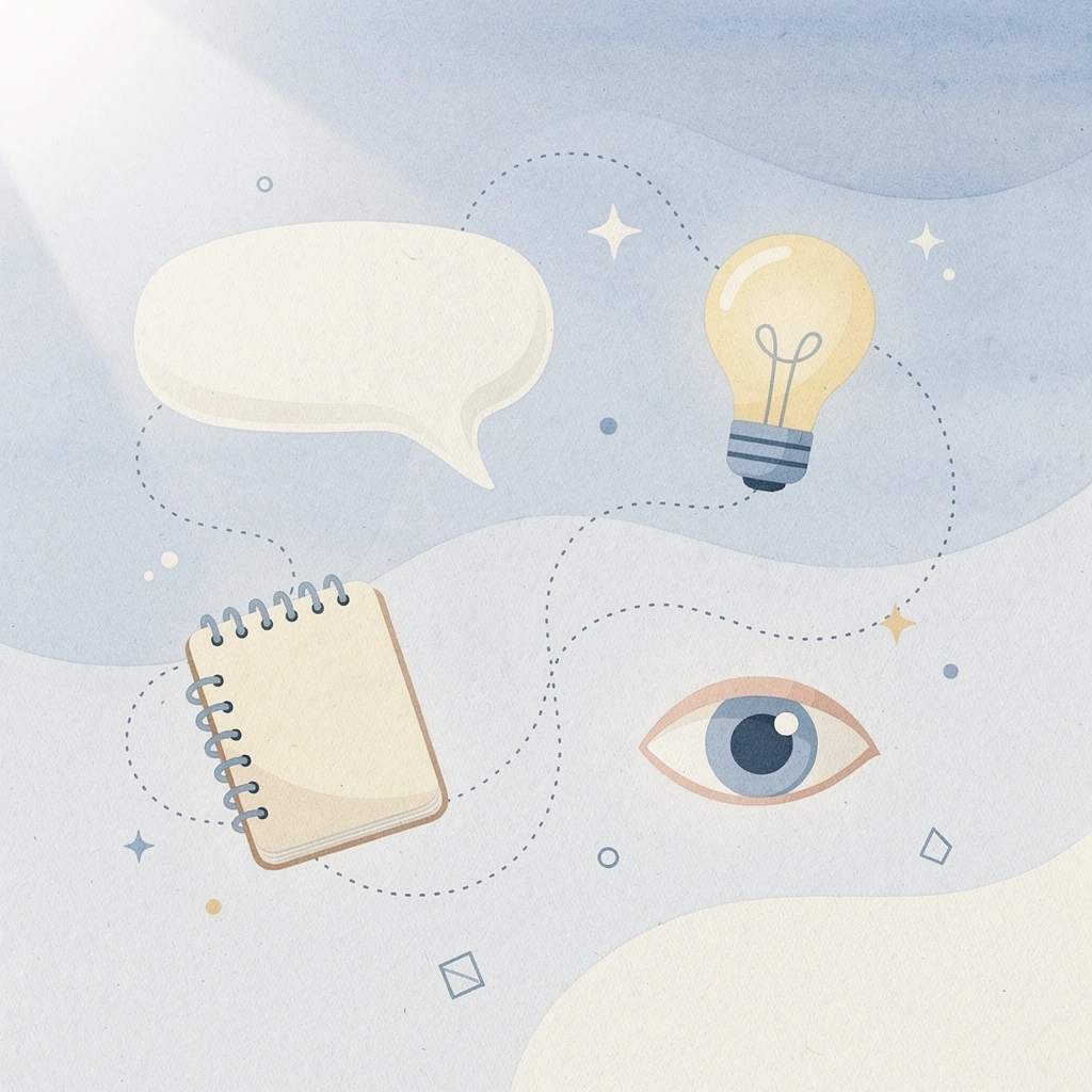 Illustration of hobby ideas scattered around a central concept