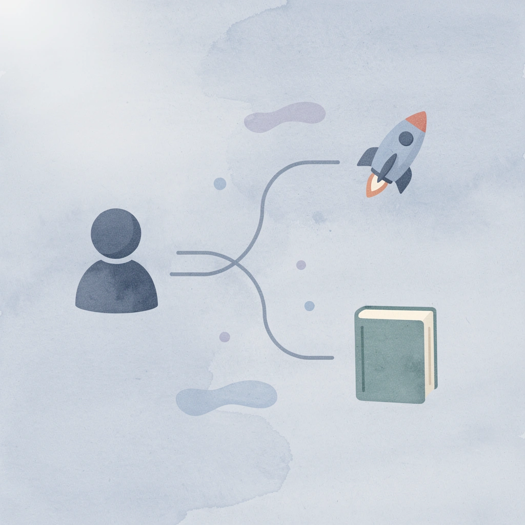 Icon showing sourcing decision splitting into two brand outcomes