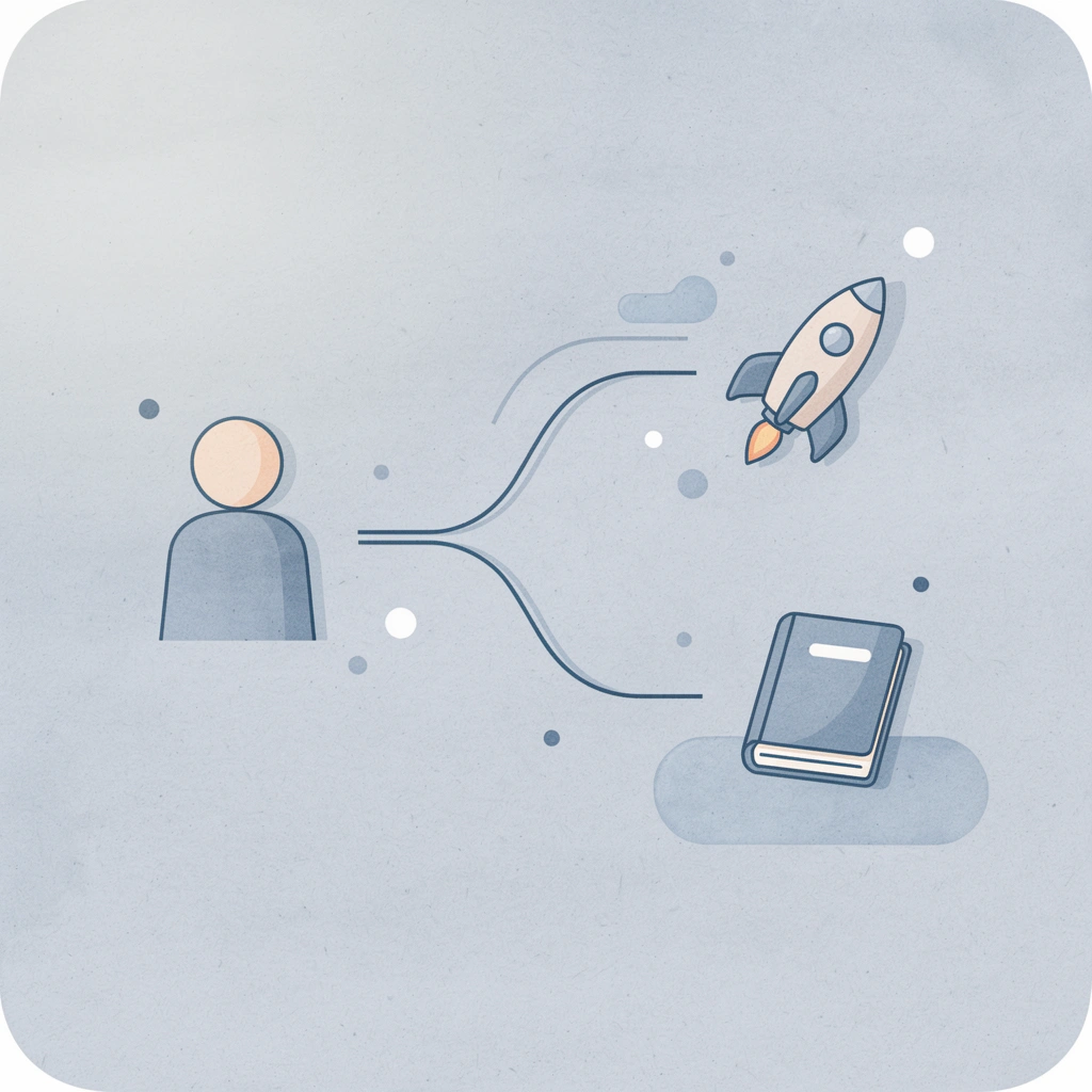 Icon showing a single path splitting into two choices