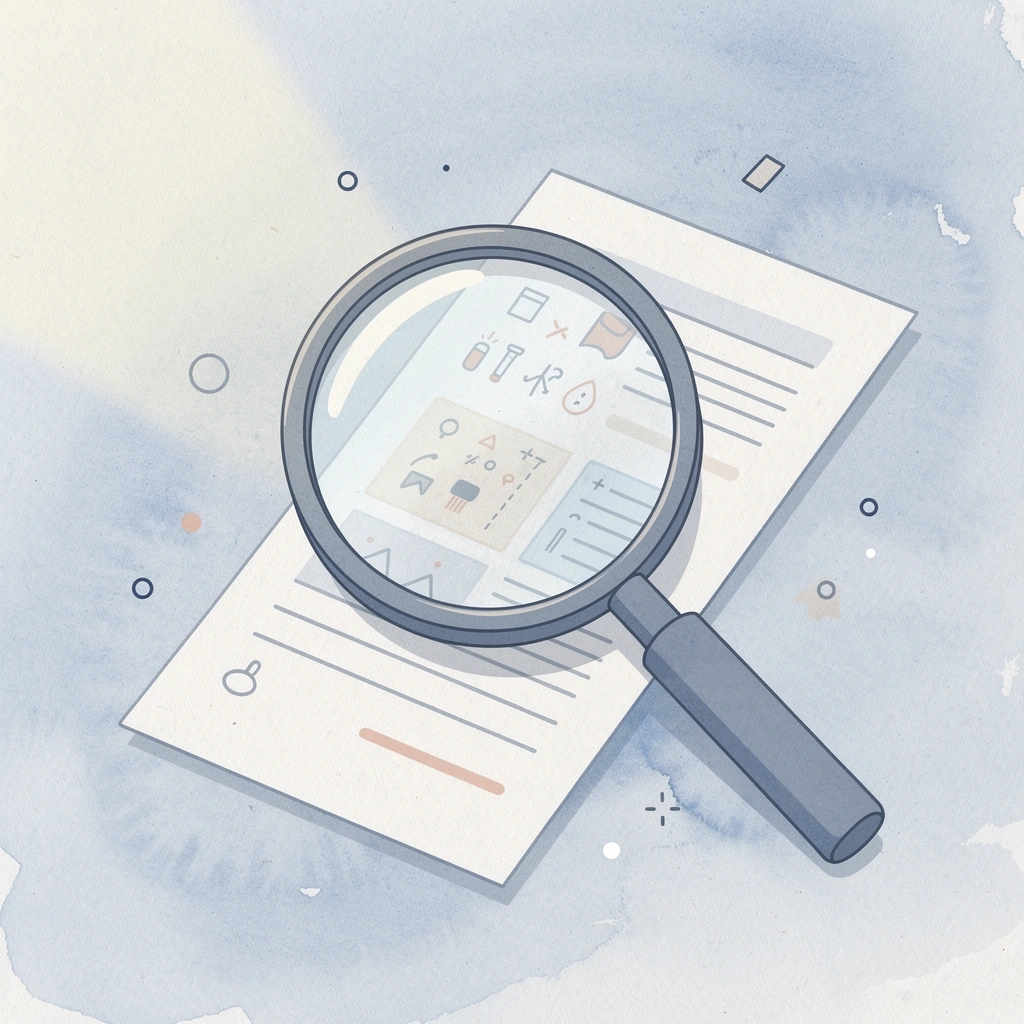 Scene of magnifying glass examining a child figure to identify participation barriers