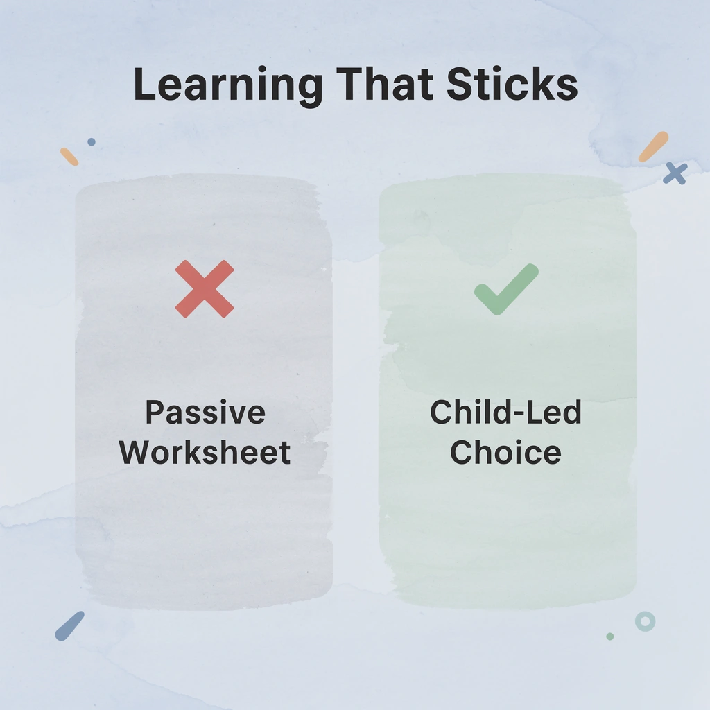 Before and after comparing passive worksheets to child-led learning