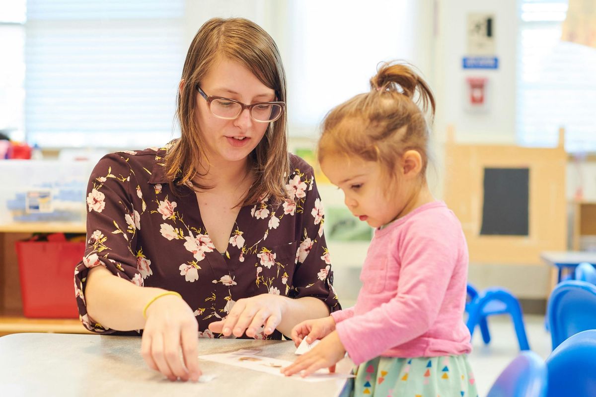 Teacher Teaching - First Day of Preschool