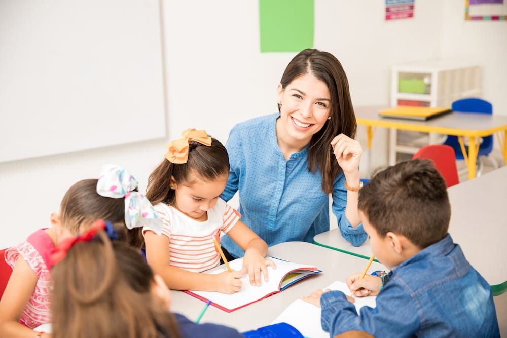 teacher with the students - Letter B Worksheets Preschool