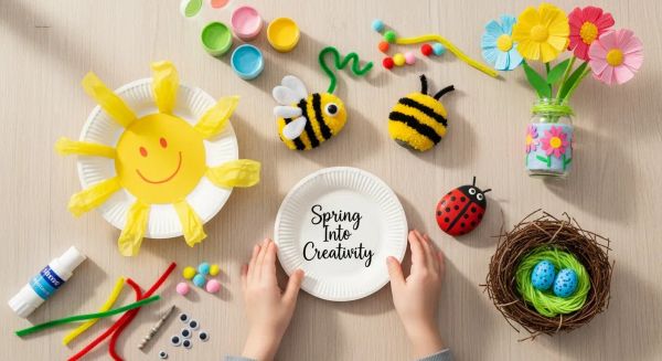 Student with creativity plate - Preschool Spring Crafts 