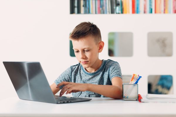 Kid alone using laptop - Illinois Homeschool Laws