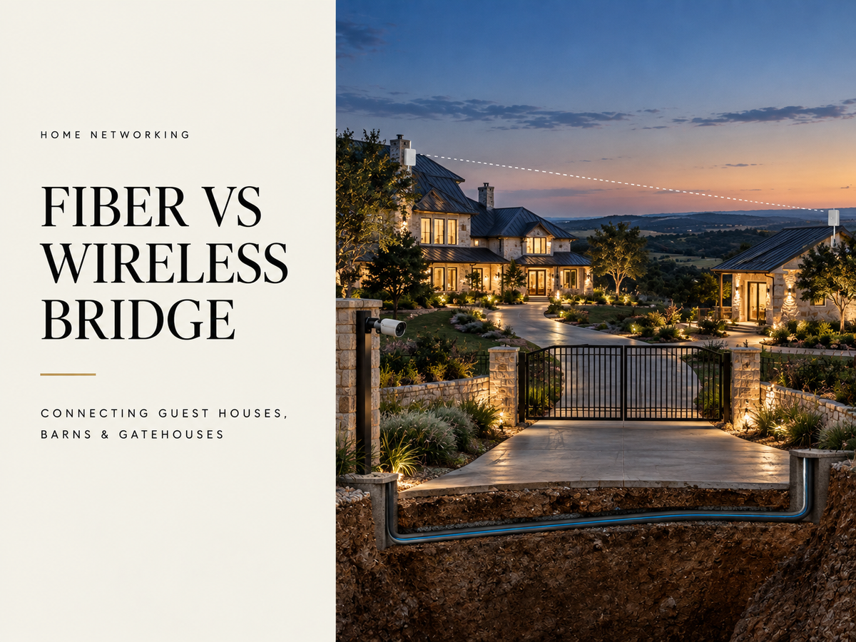 Wireless Bridge vs Fiber: How to Connect Outbuildings on a Texas Estate