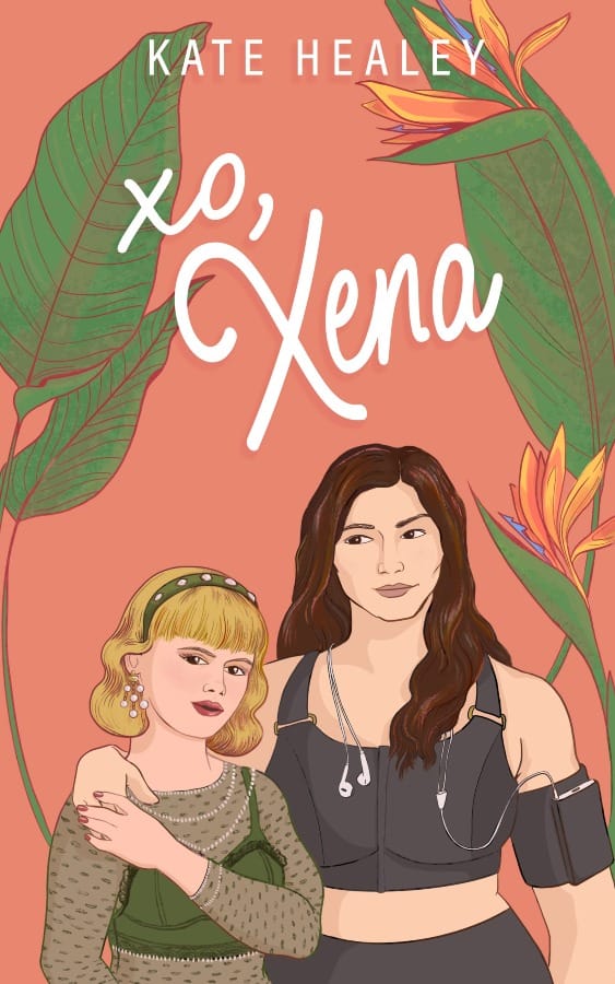 A tall brunette woman in athletic wear has her hand on the shoulder of a shorter blonde woman in a showgirl outfit. The blonde woman has her hand on top. They're adorable.