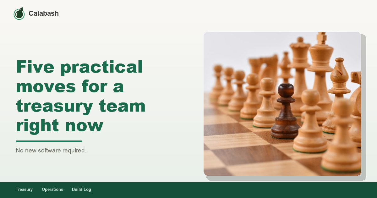 Five practical moves for a treasury team right now