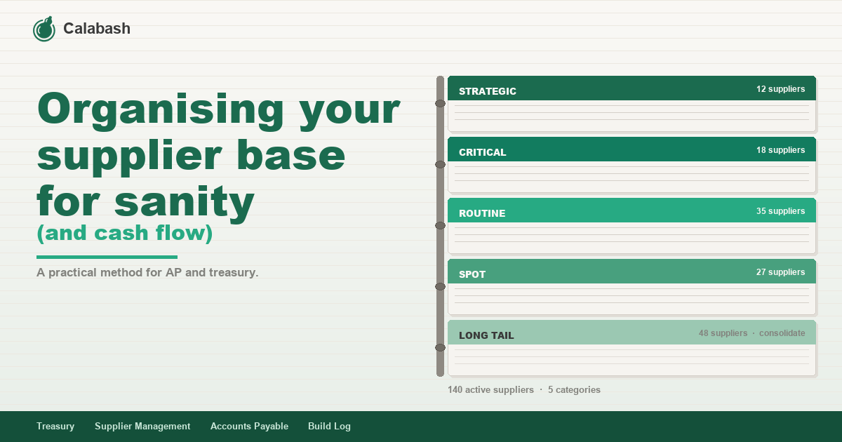 Organising your supplier base for sanity (and cash flow)