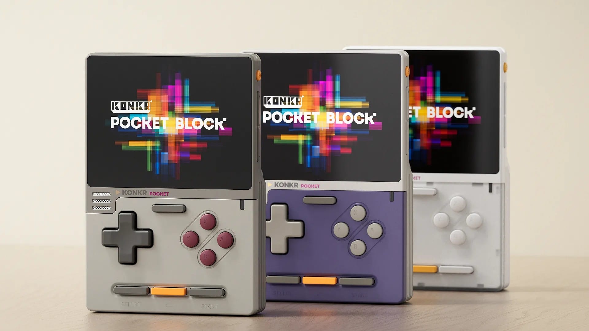 KONKR Pocket Block in Original Grey, Cube Purple and Atoms White