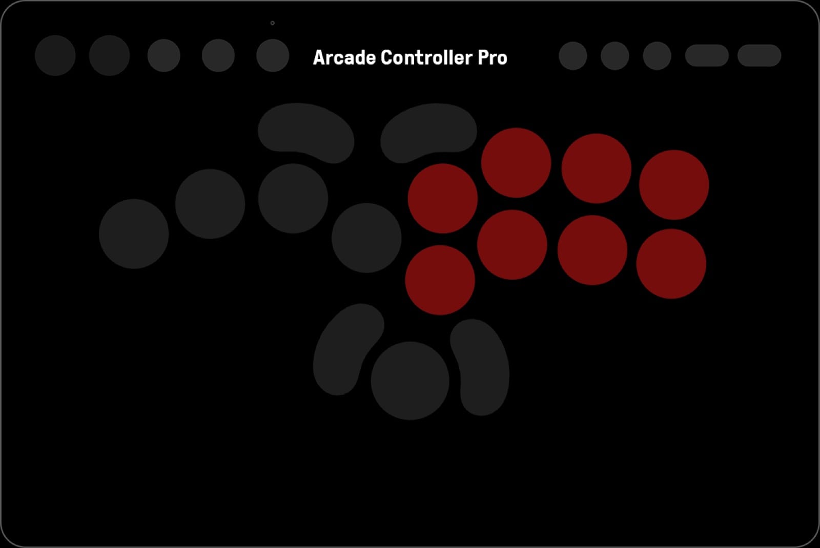 8BitDo's layout outline of the Arcade Controller Pro's seventeen face buttons