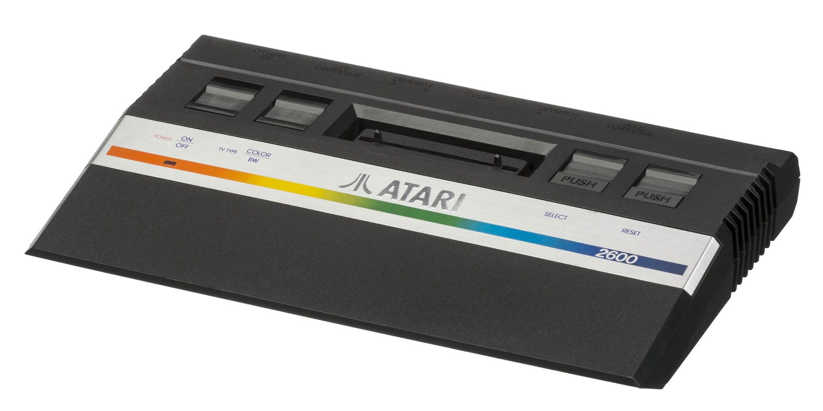 Atari 2600 Jr with a rainbow stripe
