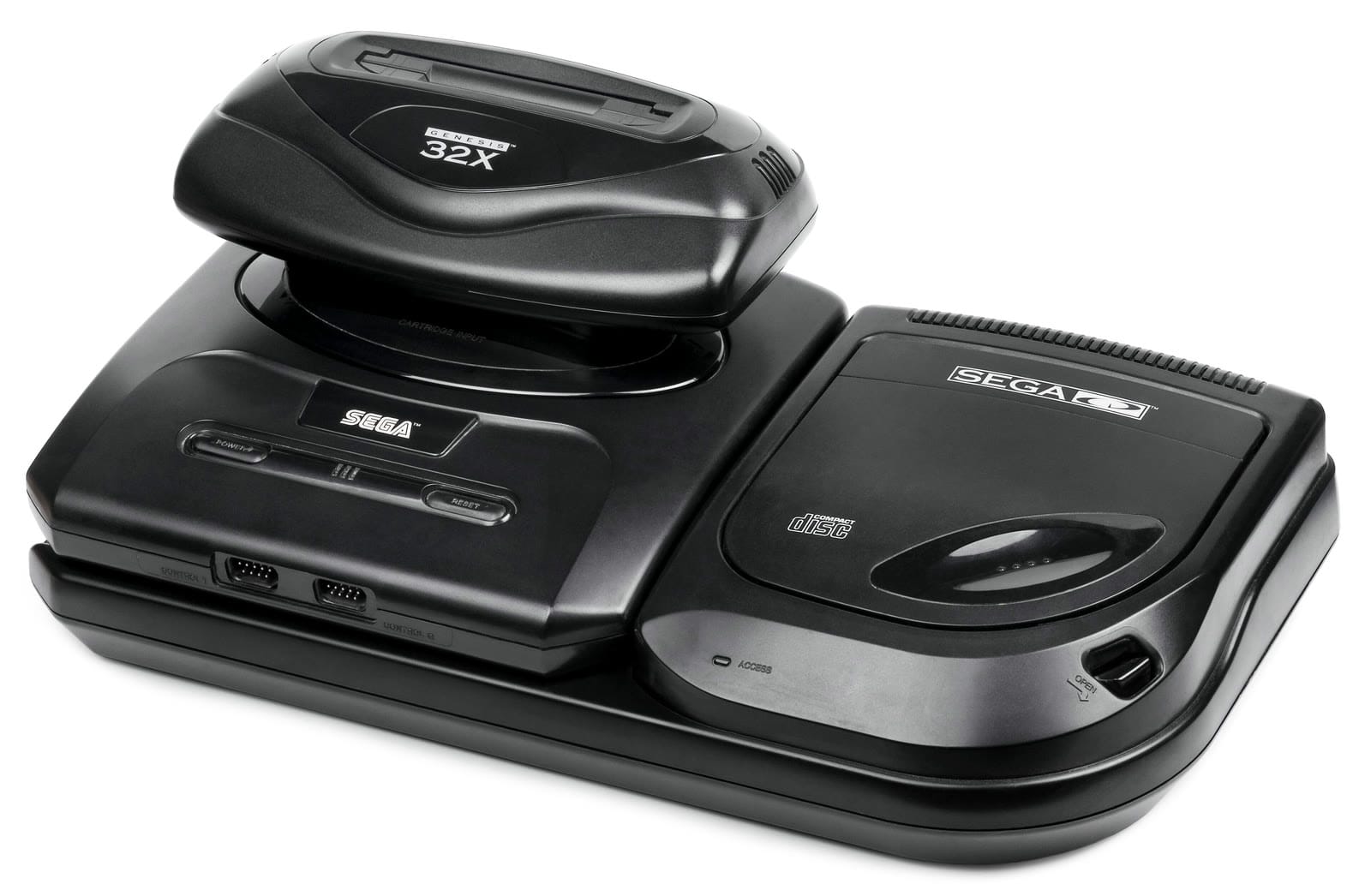 Sega Genesis Model 2 stacked with the 32X and Sega CD